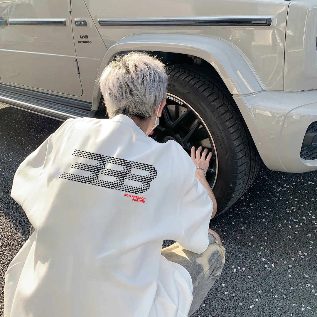 2025新款重磅纯棉青少年日常上衣高街圆领男款夏季潮牌宽松上衣