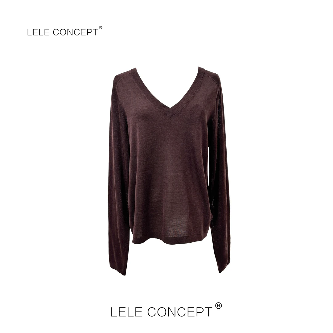LELE CONCEPT丨【精选推荐】百搭款V领羊毛极简上衣S0861