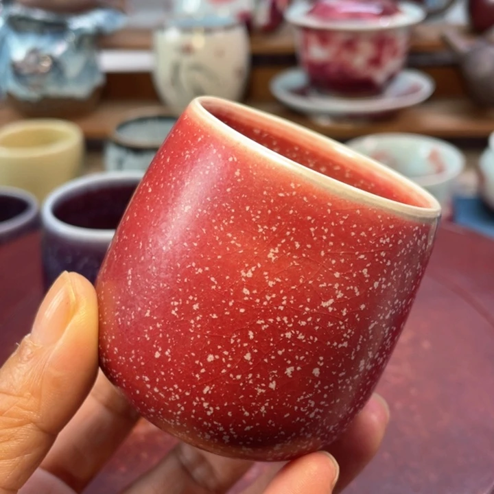 摆件钧瓷柿叶红闻香杯