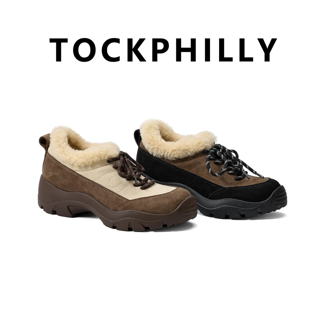 羊反绒羊毛3cm新款小个子厚底女复古系带绒面加绒德训鞋HM35951