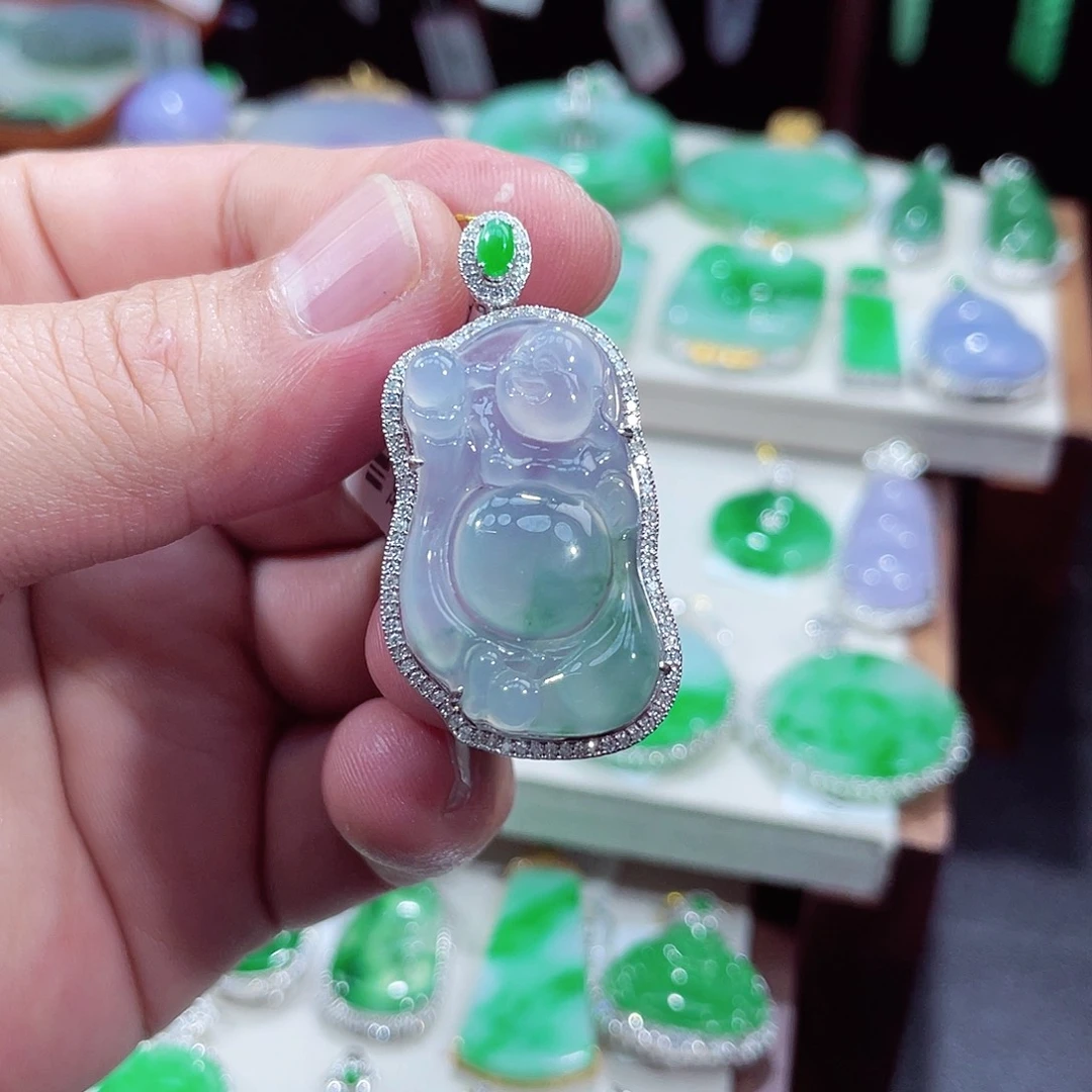 翡翠吊坠(不含链)18K金镶嵌