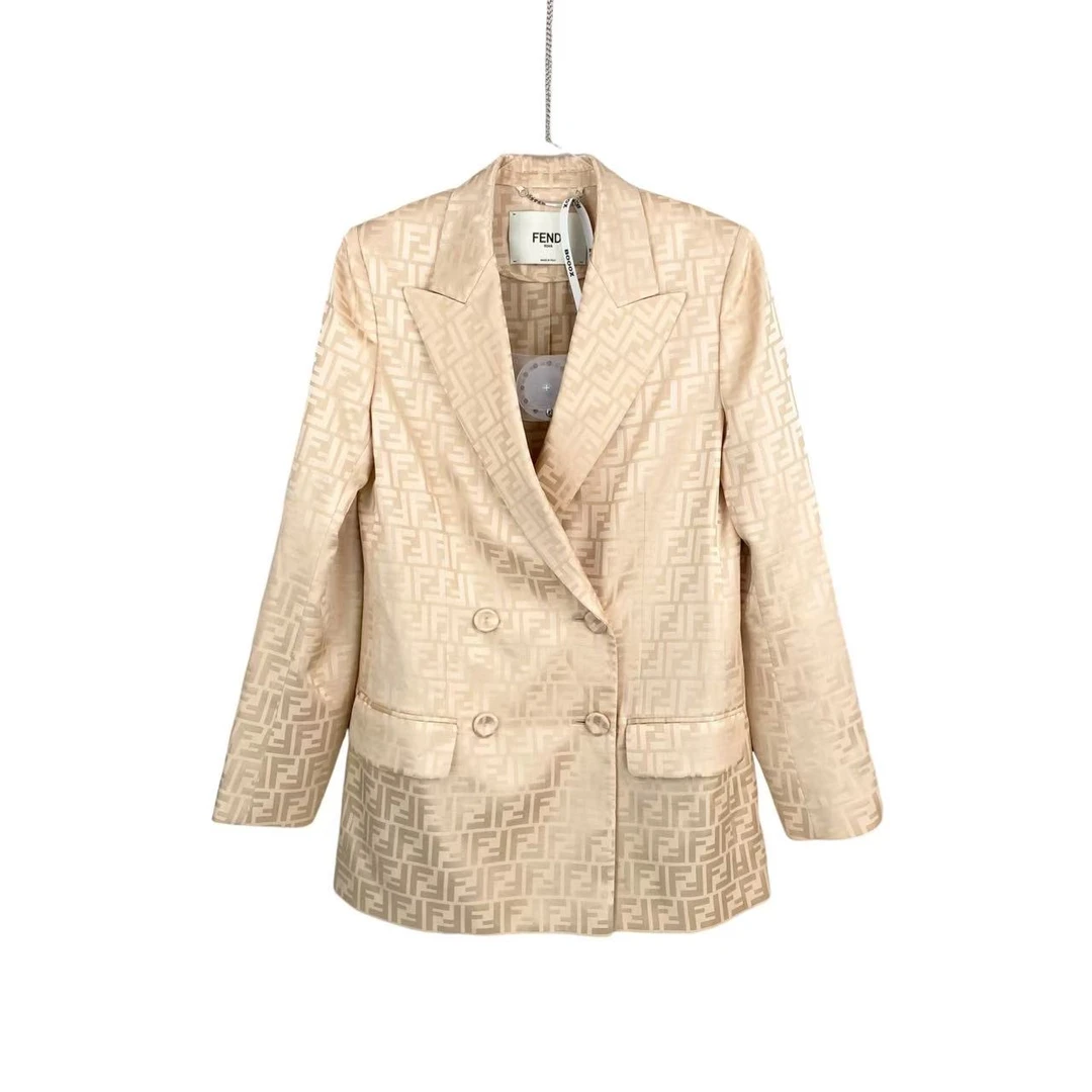 99新 FENDI/芬迪   bb1981 桑蚕丝 老花满印西服外套 38码