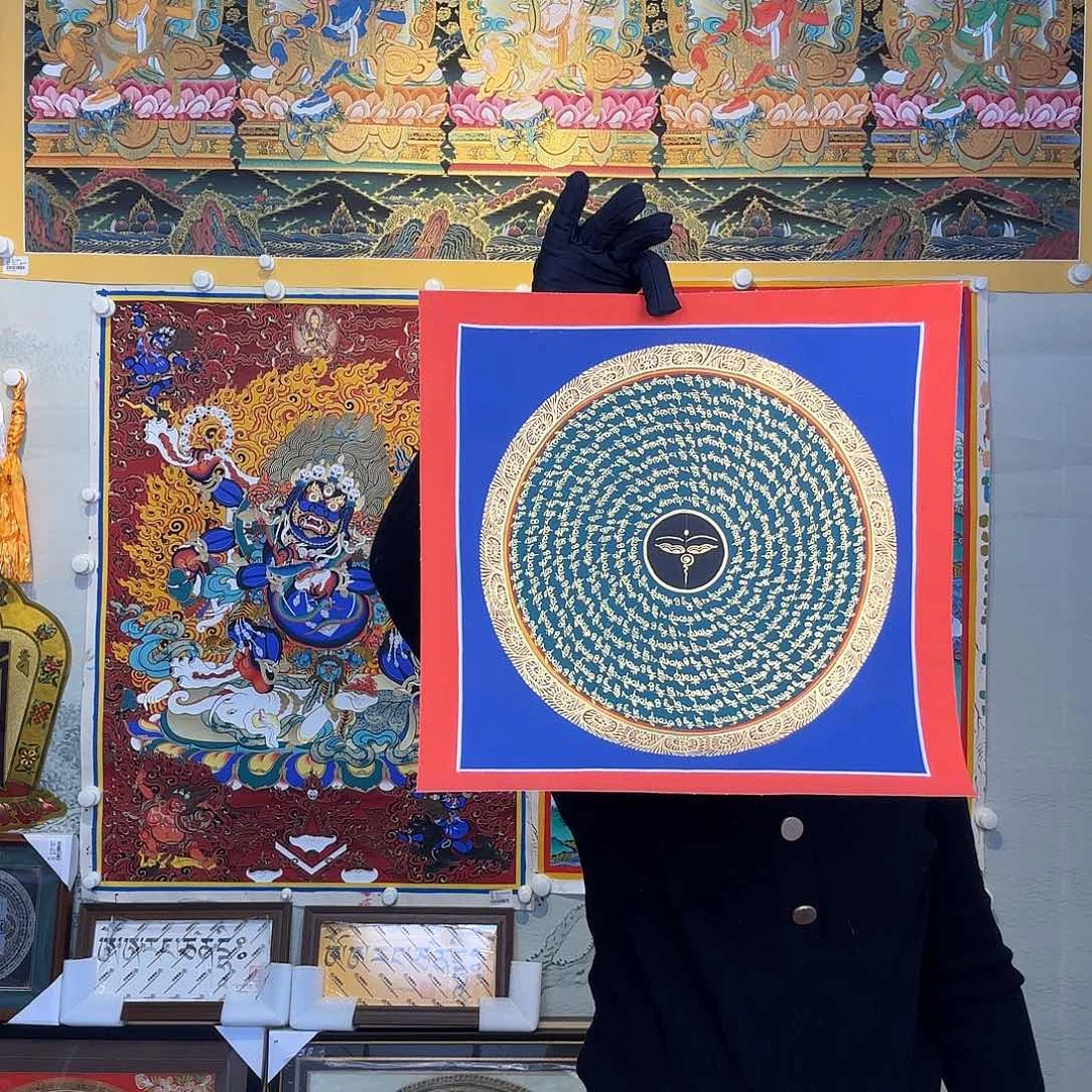 卷轴画纯手绘六字真言唐卡30厘米左右