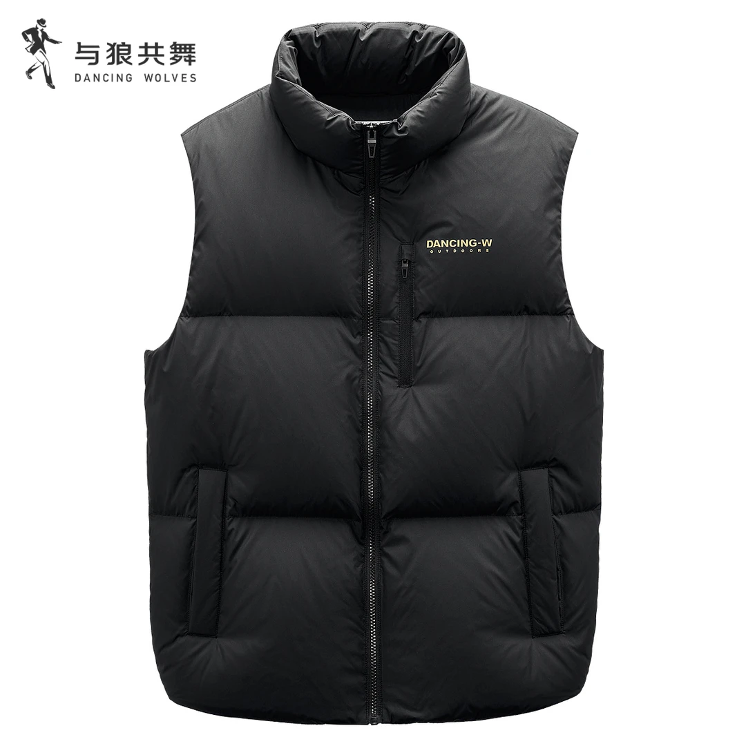 【90鹅绒】与狼共舞25年秋冬新款立领羽绒马甲蓄热保暖时尚男夹克