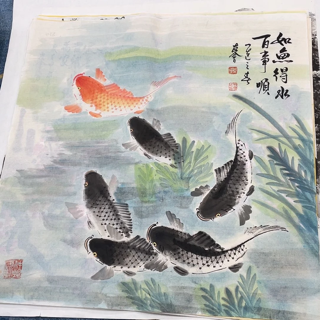 国画绘画作品闫友会70.70斗方画芯