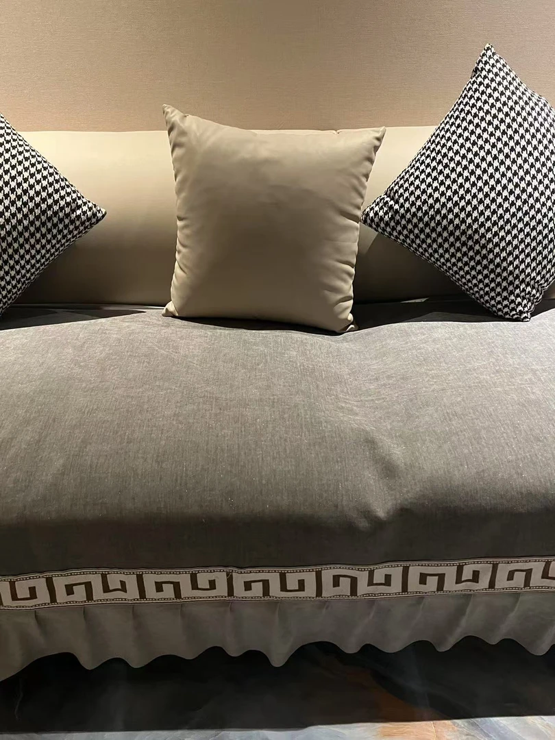 四季通用高档加厚雪尼尔沙发垫三座加贵妃现代简约轻奢沙发垫 预