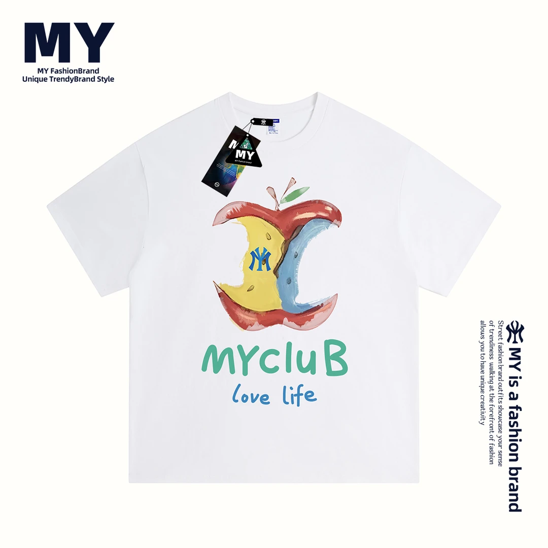 MY/一夏季潮流设计感创意印花男女同款纯棉短袖宽松T恤休闲百搭