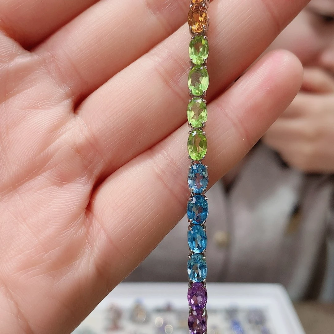 托帕石手链银S925镶嵌