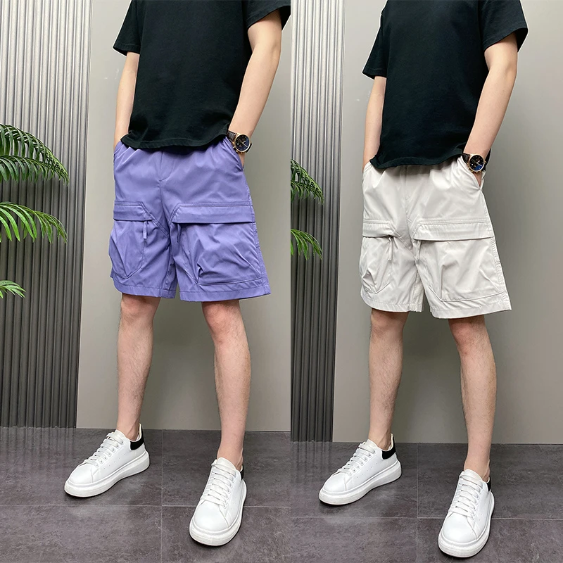夏季新款美式复古工装短裤男士宽松潮牌大口袋休闲百搭五分中裤子