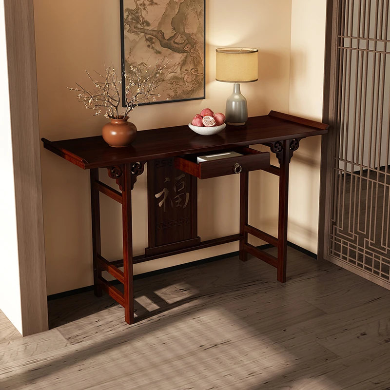 玄关桌新中式玄关台供桌佛台家用财神爷条案桌现代简约长条端景台