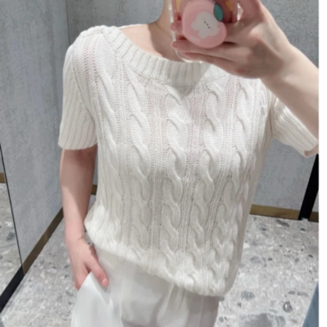 95新 MaxMara #麦丝玛拉白色编织套头衫 s码