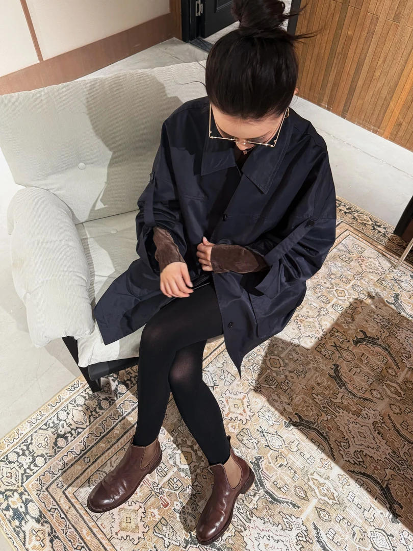 【昕然】25早秋定制面料高级感慵懒风长袖风衣 YW247