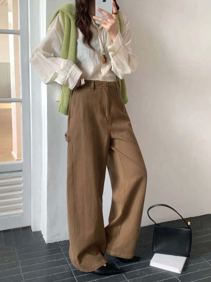 老钱风松驰感阔腿裤2025秋季新款宽松百搭时尚直筒休闲牛仔长裤潮