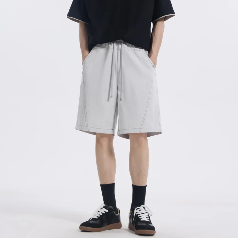 夏季牛仔韩版舒适百搭纯色潮流休闲高级感男装简约时尚短裤5615