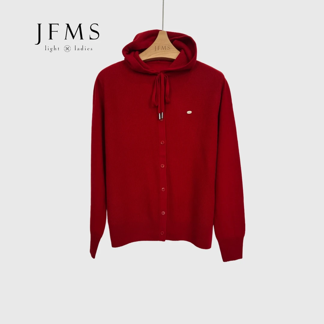 JFMS连帽开衫秋冬欧韩针织女士外套毛衣百搭羊毛衣长袖M306