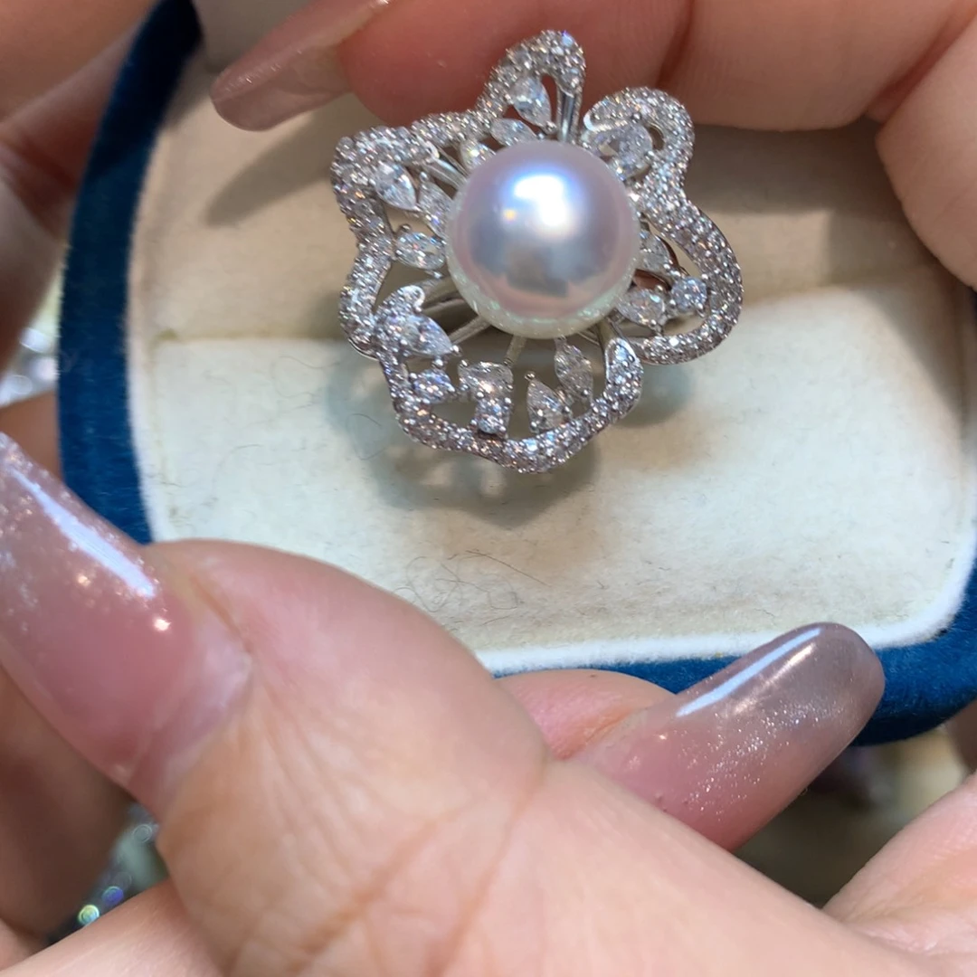 海水珍珠戒指银S925镶嵌