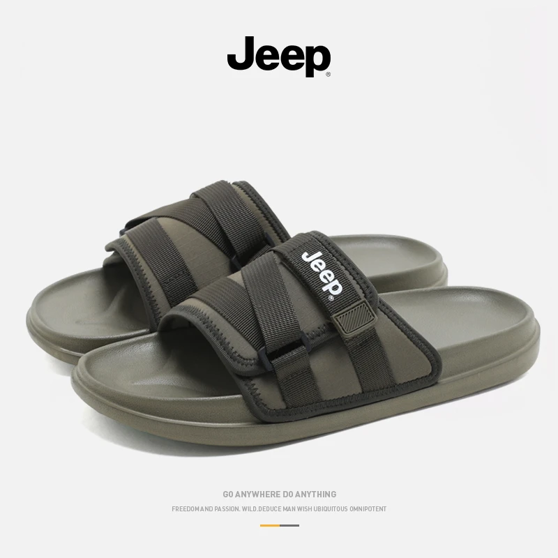 Jeep吉普男士拖鞋轻便潮流厚底休闲沙滩拖鞋防滑耐磨外穿一字拖鞋