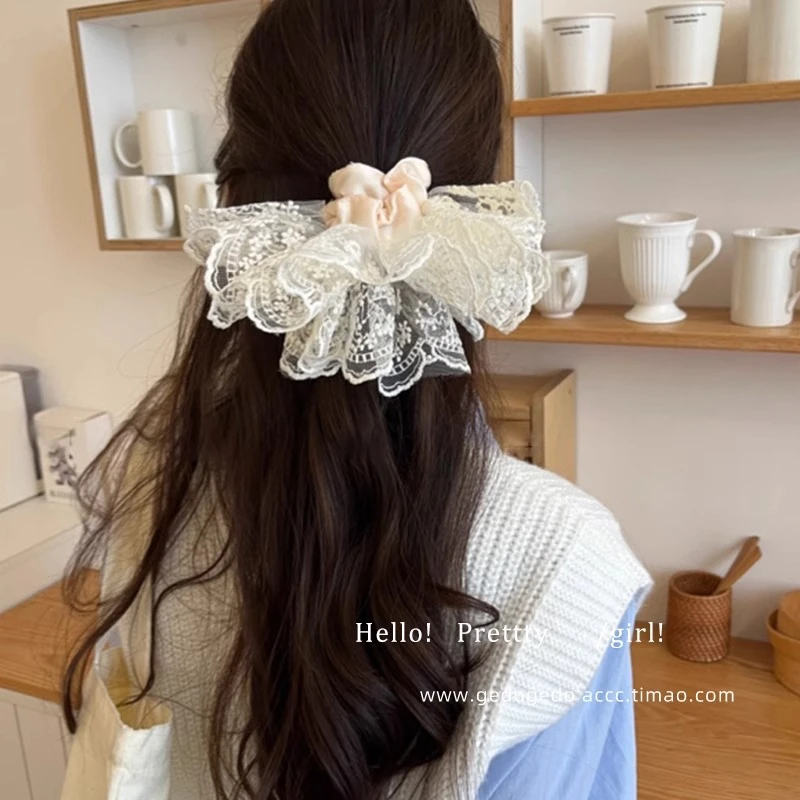 芭蕾少女蕾丝裙摆大肠发圈高级感气质马尾扎发绳头花甜美百搭头绳