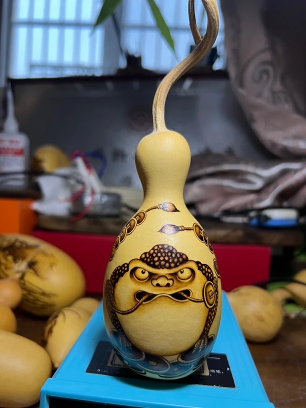 精美工艺品家居装饰葫芦金蟾手工烙画