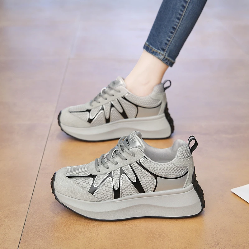 2025新款网面透气休闲百搭运动厚底增高老爹鞋轻便舒适百搭阿甘鞋