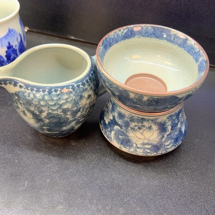 瓷片淘泥万花茶漏➕公道杯