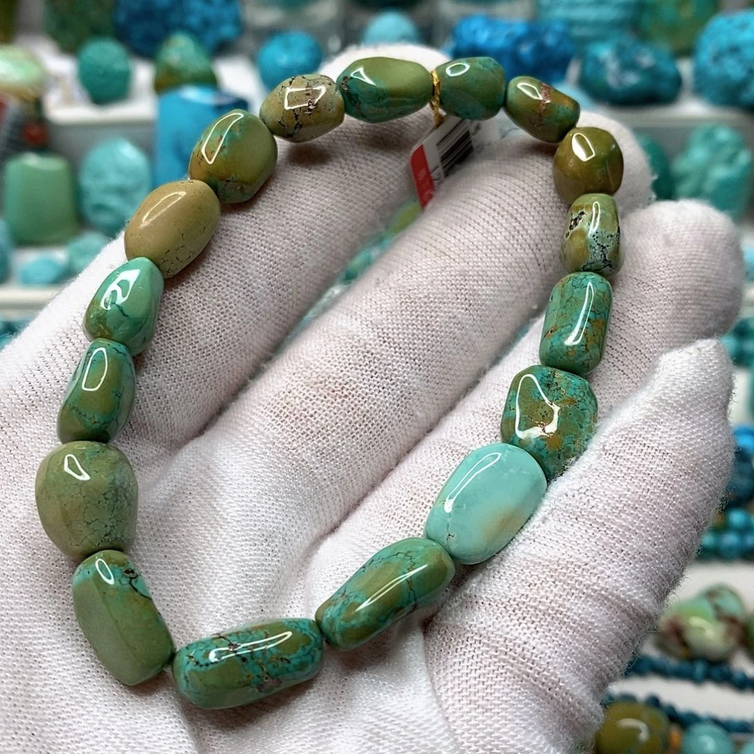 绿松石银S925镶嵌天然原矿 地大质检