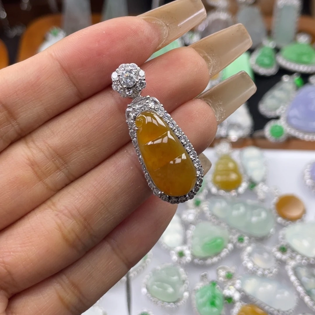 颈饰银S925镶嵌翡翠A***a吊坠