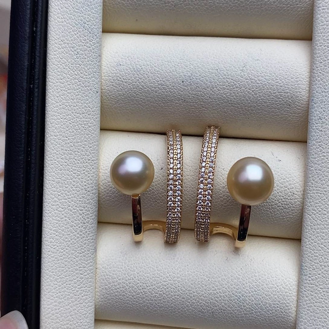 海水珍珠耳饰银S925镶嵌