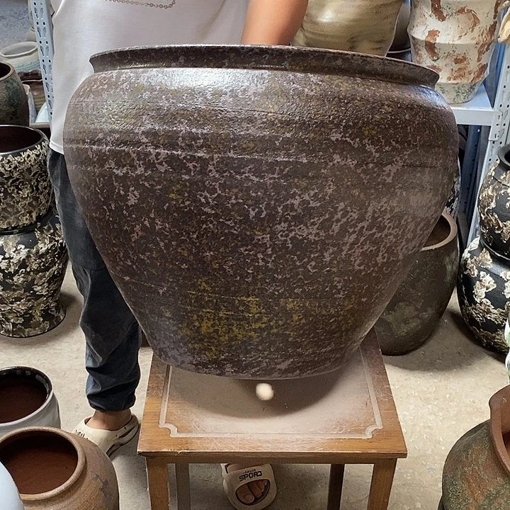 紫砂花盆口38高度34 铁锈8888