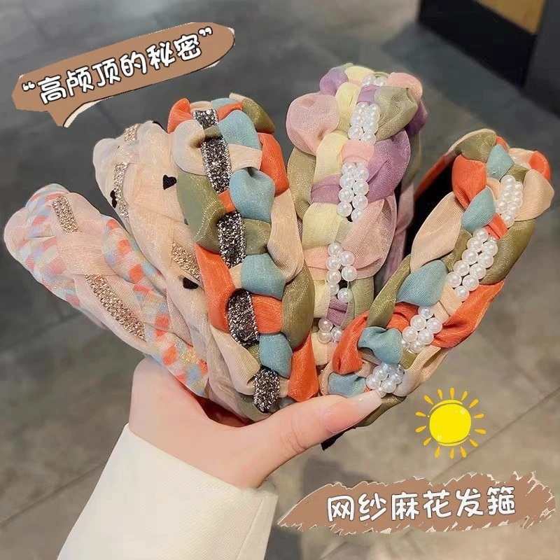 夏季法式气质发箍女宽边褶皱高颅顶头箍发捆外出发饰网红压发发卡