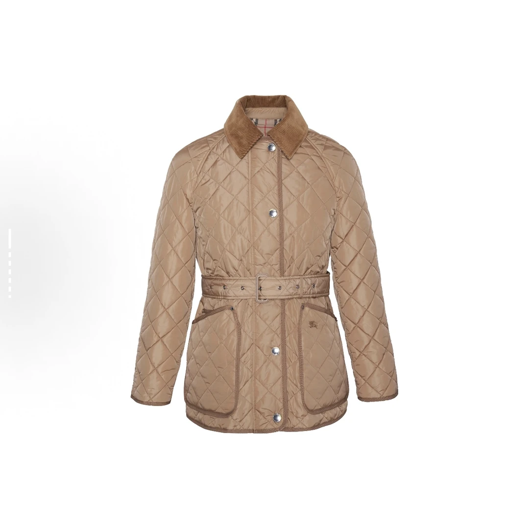 未使用 BURBERRY/博柏利 菱形格纹腰带夹克棉服 8071843 yd