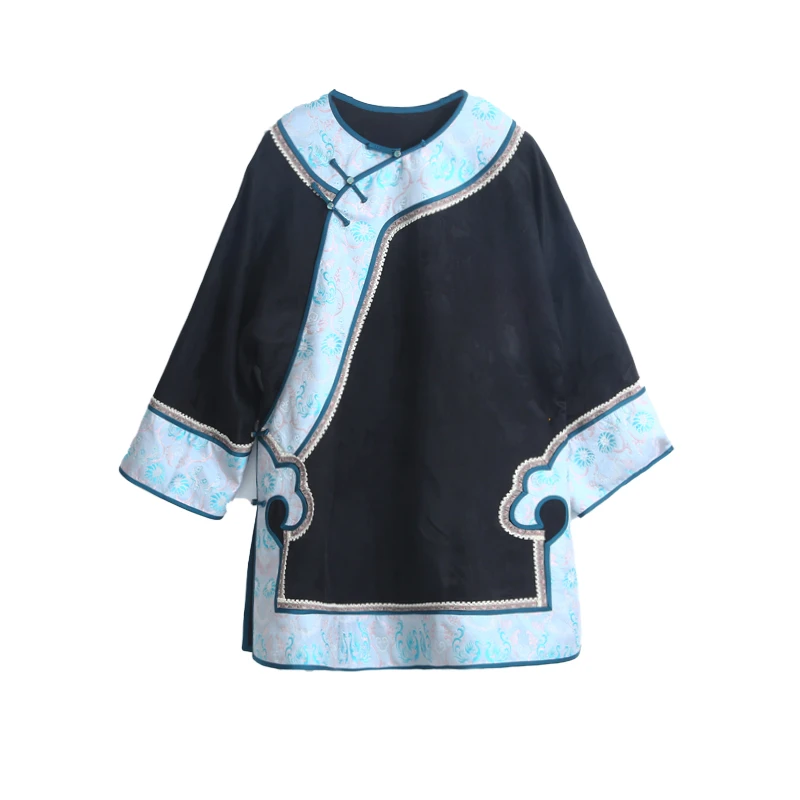 40姆米大牡丹满桑重锻提花染色香云纱圆领斜襟外套12525