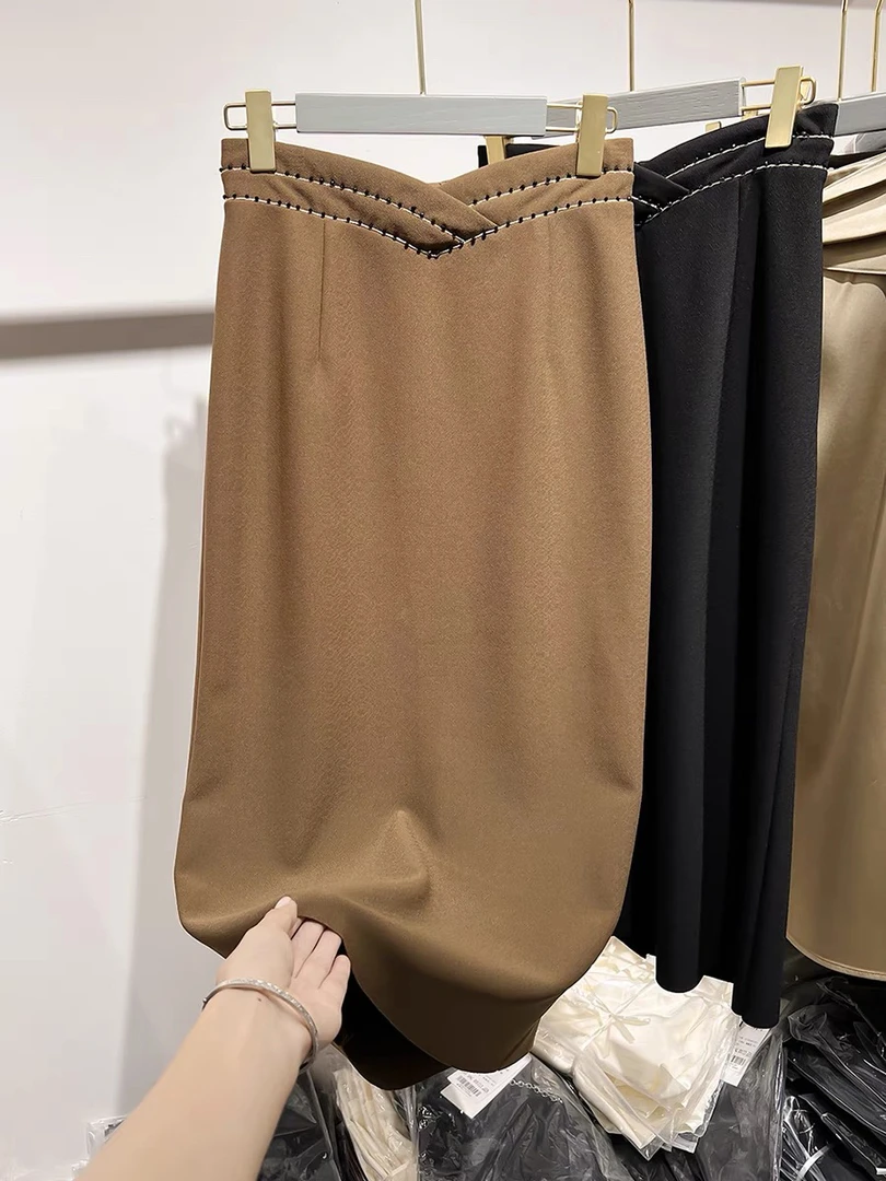 B206重工串珠腰头时尚半身裙