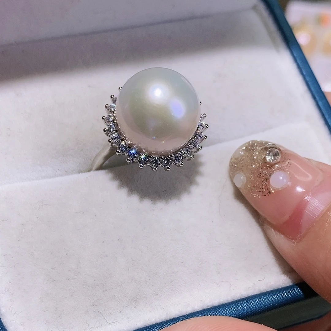 淡水珍珠戒指银S925镶嵌娜*姐