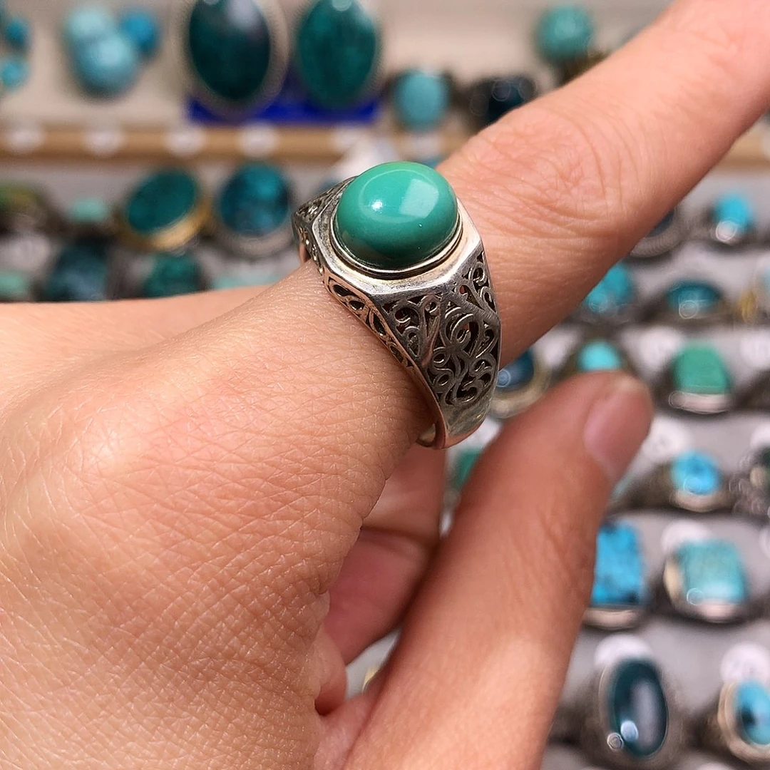 绿松石挂件银S925镶嵌