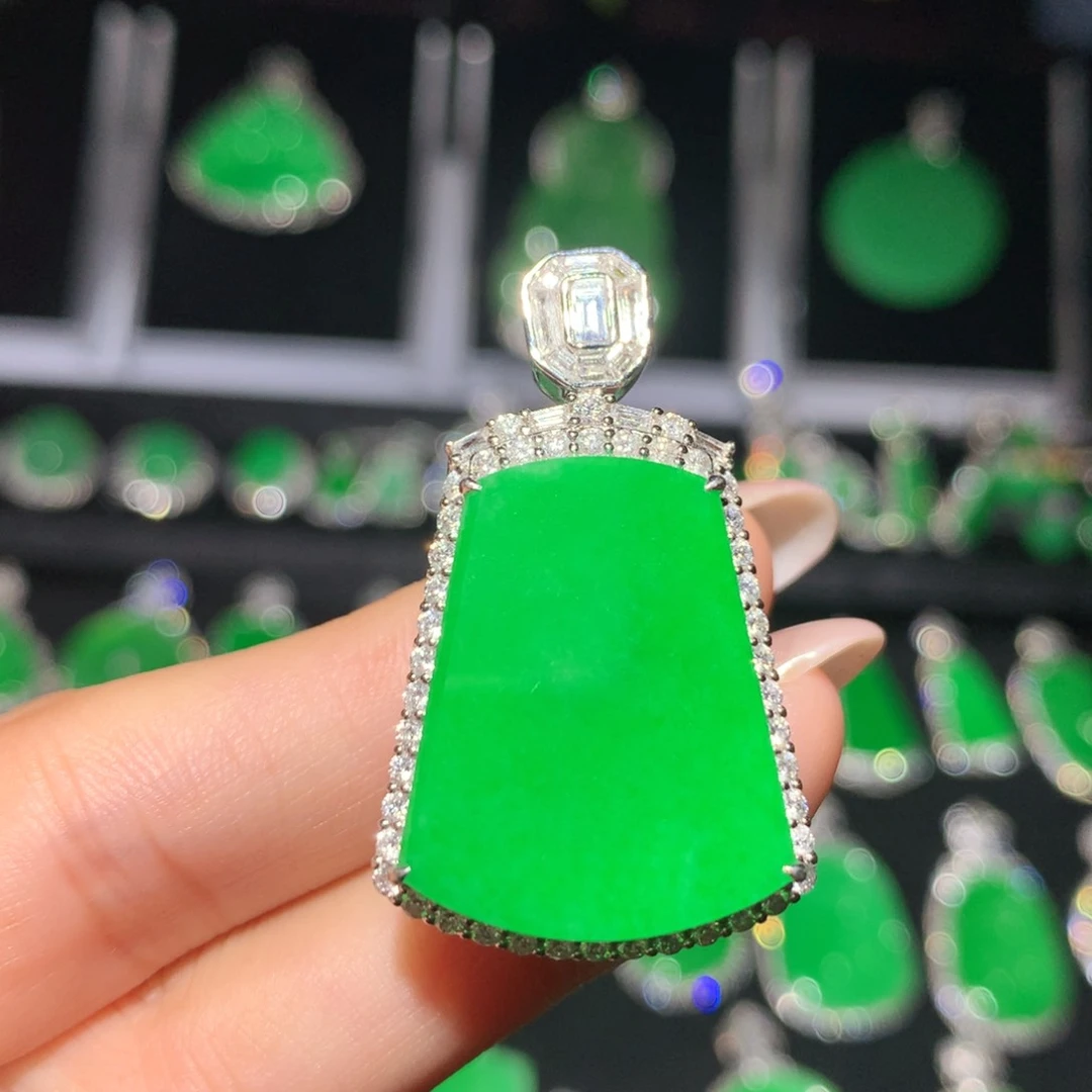 翡翠18K金镶嵌吊坠(不含链)翡翠