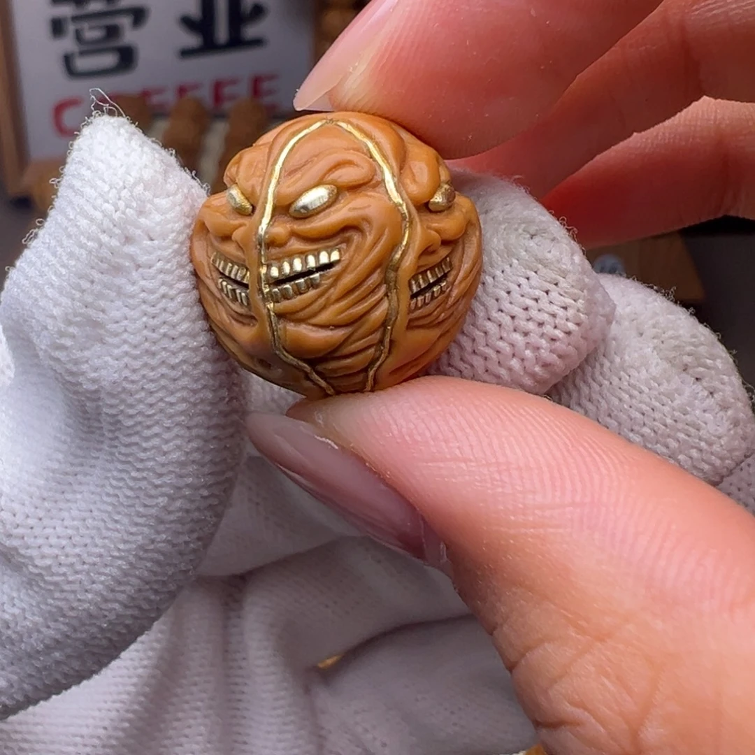 把件猴头核桃镶嵌款一念心魔全品有正常封口线
