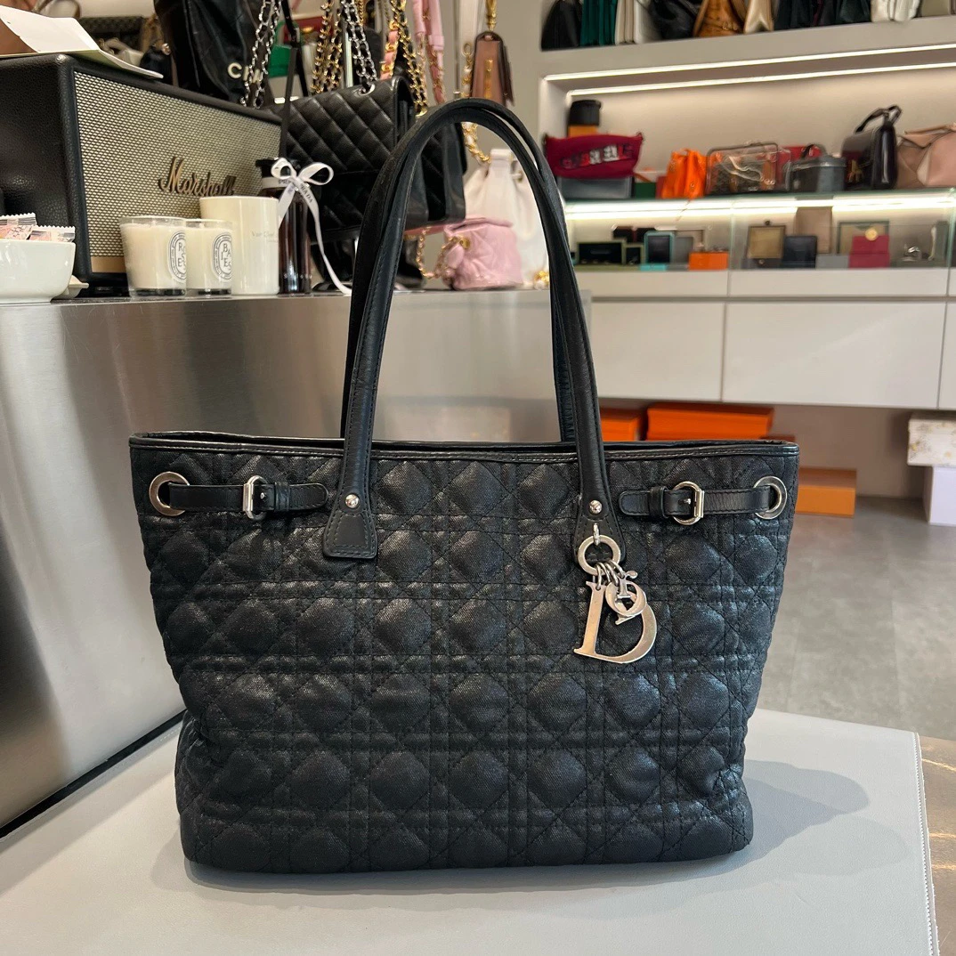 95新 DIOR/迪奥 vintage托特 黑色戴妃托特包
