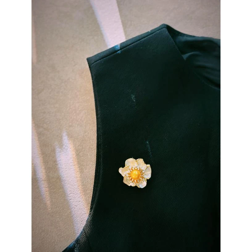 铜合金胸针 百搭花朵饰品女中古商务/OL胸针复古/宫廷拼色镶嵌