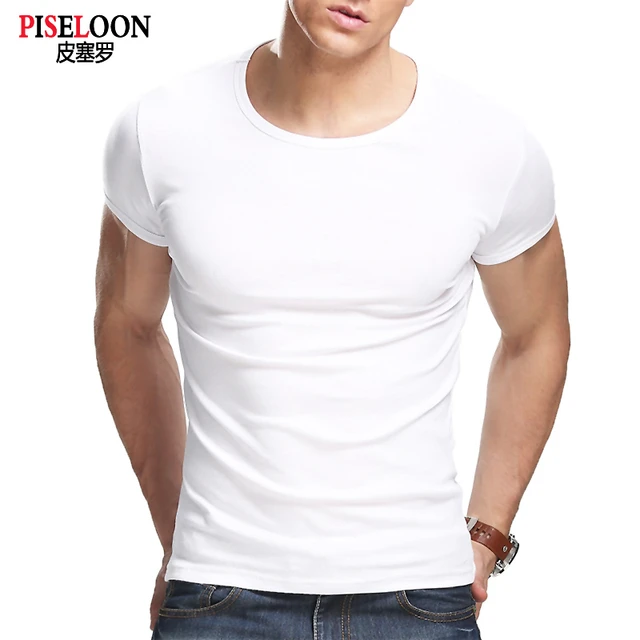 短袖t恤男紧身男士打底衫男款纯棉弹力修身白色半袖紧身衣
