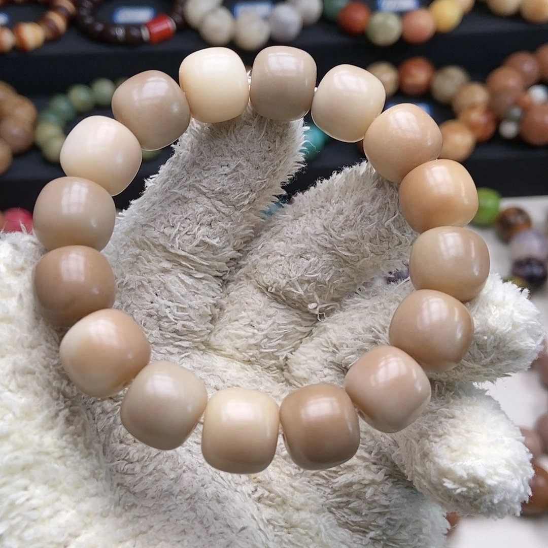 手串菩提根/象牙果14mm奶灰