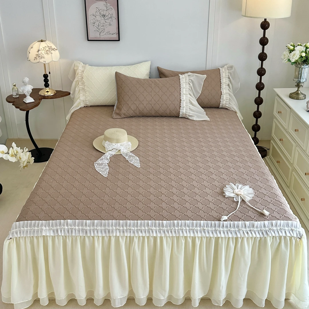 小冲冲【轻风凉席三件套】法式蕾丝花边全凉感软凉席床裙三件套