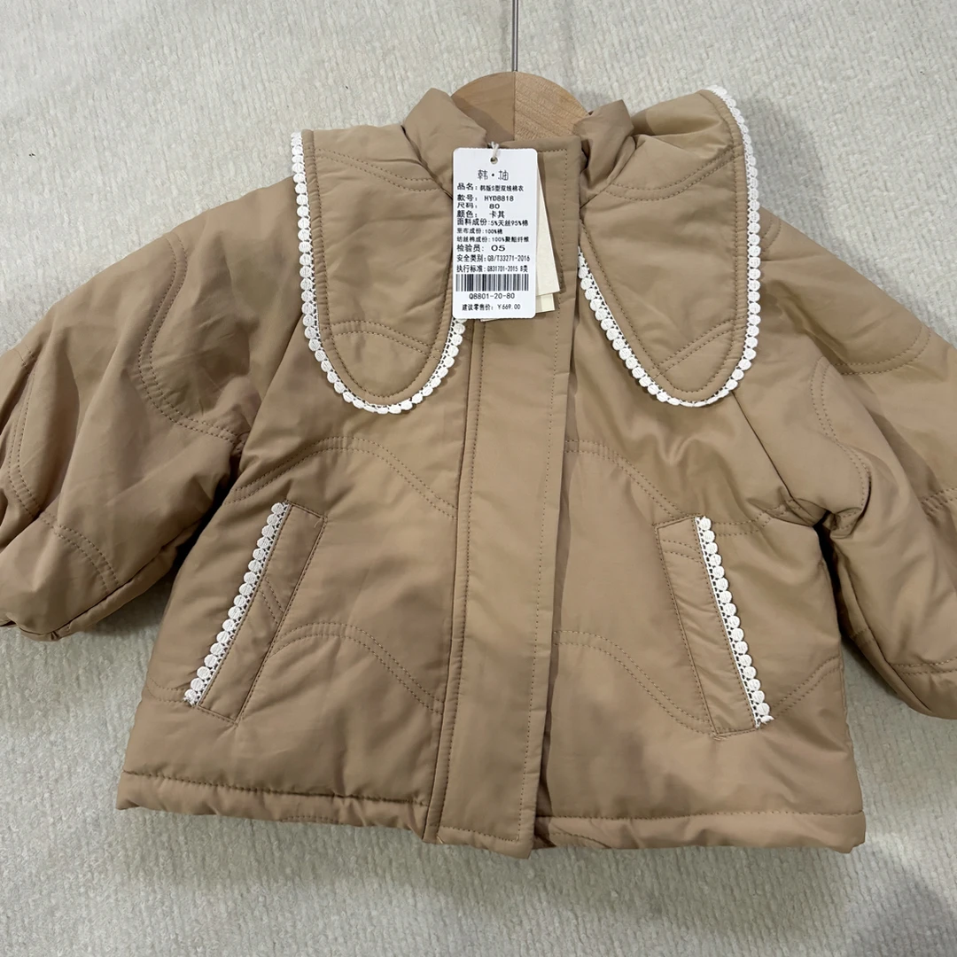 棉袄常规款棉服咖色女童宝宝公主风女立领连帽棉衣Hyd8818