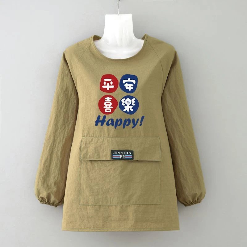 新款围裙长袖泼水罩衣餐饮厨房耐磨定制做饭防污家用围腰工作服