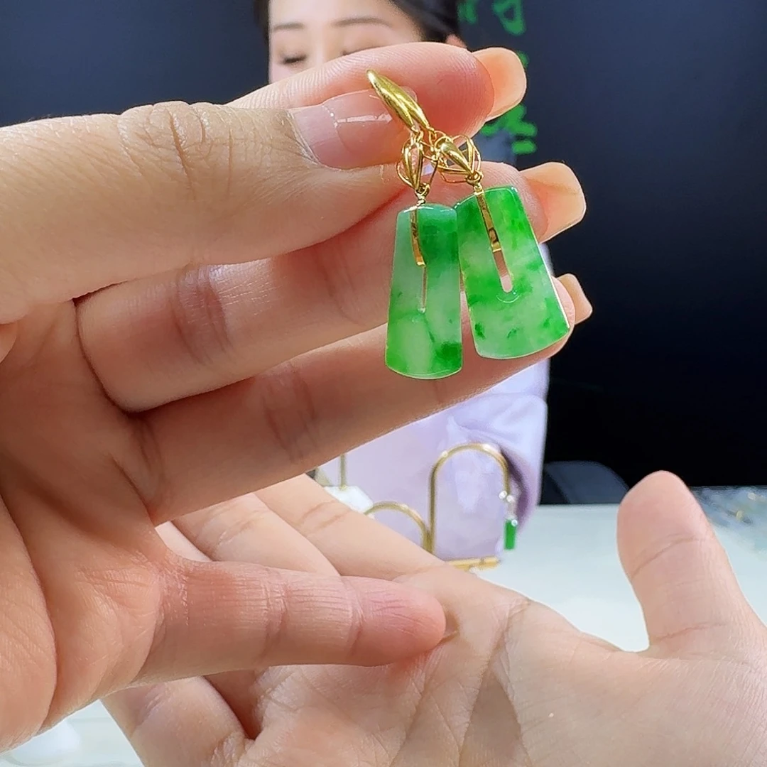 翡翠耳饰18K金镶嵌18k镶嵌