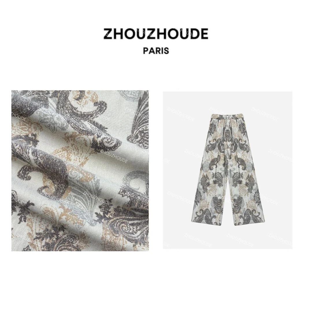 ZHOUZHOUDE【日光岛屿】波西米亚度假复古腰果花夏日时尚百搭直筒裤