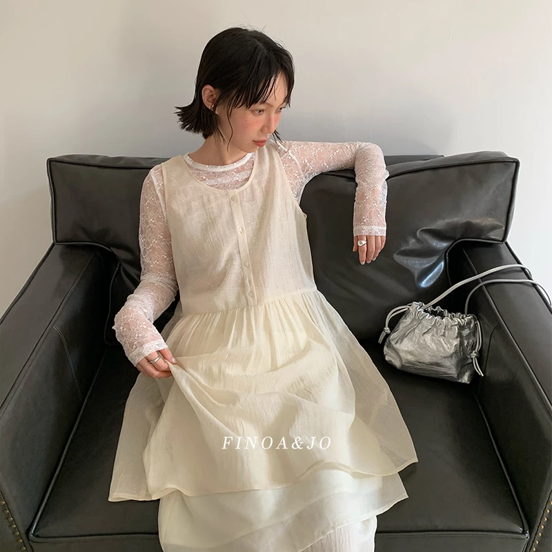 2025夏季新款洋气穿搭爆款韩式清新外穿薄款宽松无袖长款背心上衣