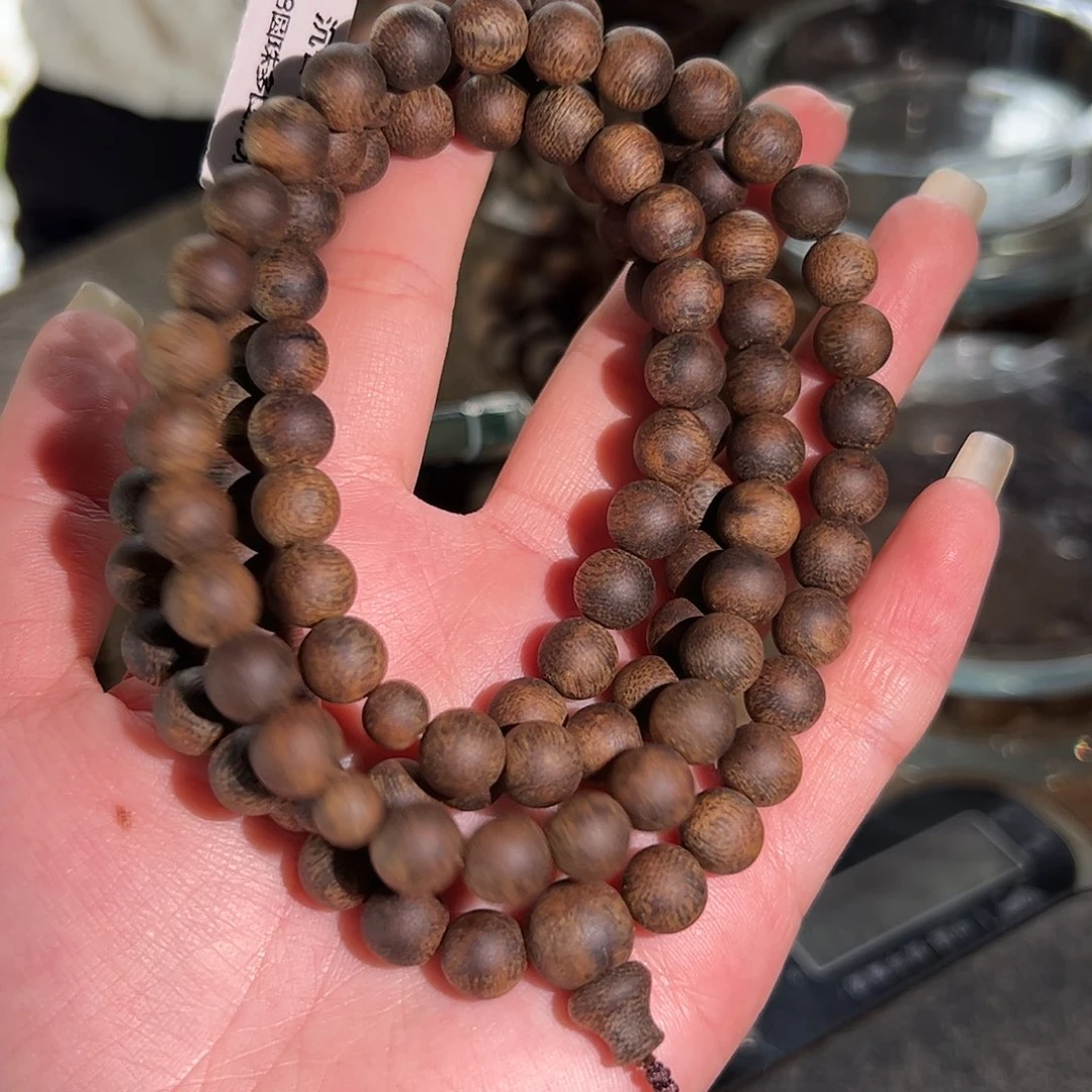 胖***询手串沉香奇楠沉香沉水08圆珠44g多圈多样性发一