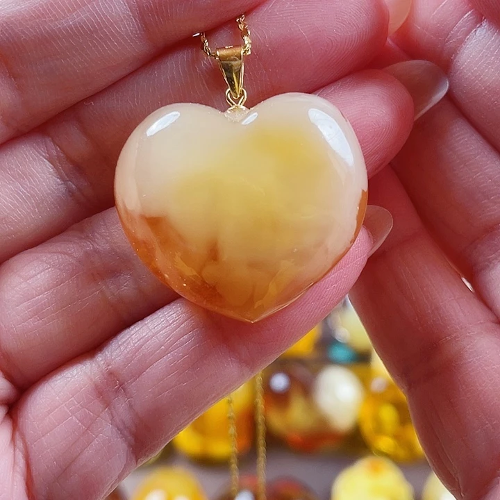 琥珀银S925镶嵌裸石吊坠