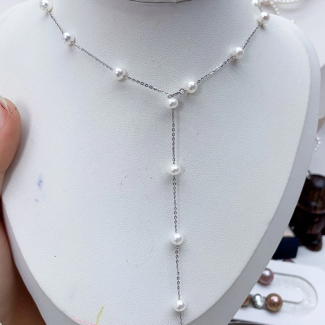 颈饰银S925镶嵌淡水珍珠